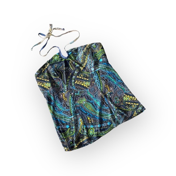 new Papillon Blanc 🝮 Shaped Boho Halter Corset Top 🝮 Floral Paisley Print 🝮 L - Picture 13 of 16